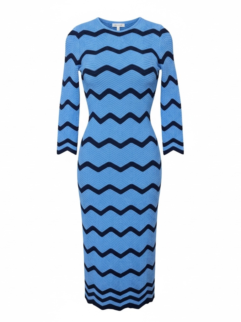 Endless Rose Blue Navy Zig Zag Knit Midi Dress Fits M NWOT